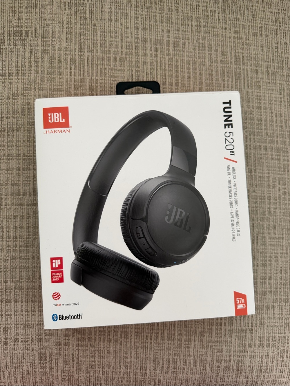 JBL Tune 520BT Wireless On-Ear Headphones - Black